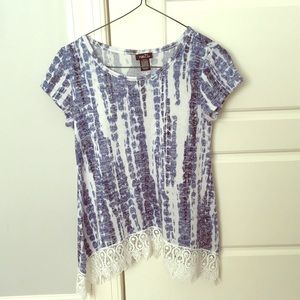 Tie Dye Shirt with lace on bottom